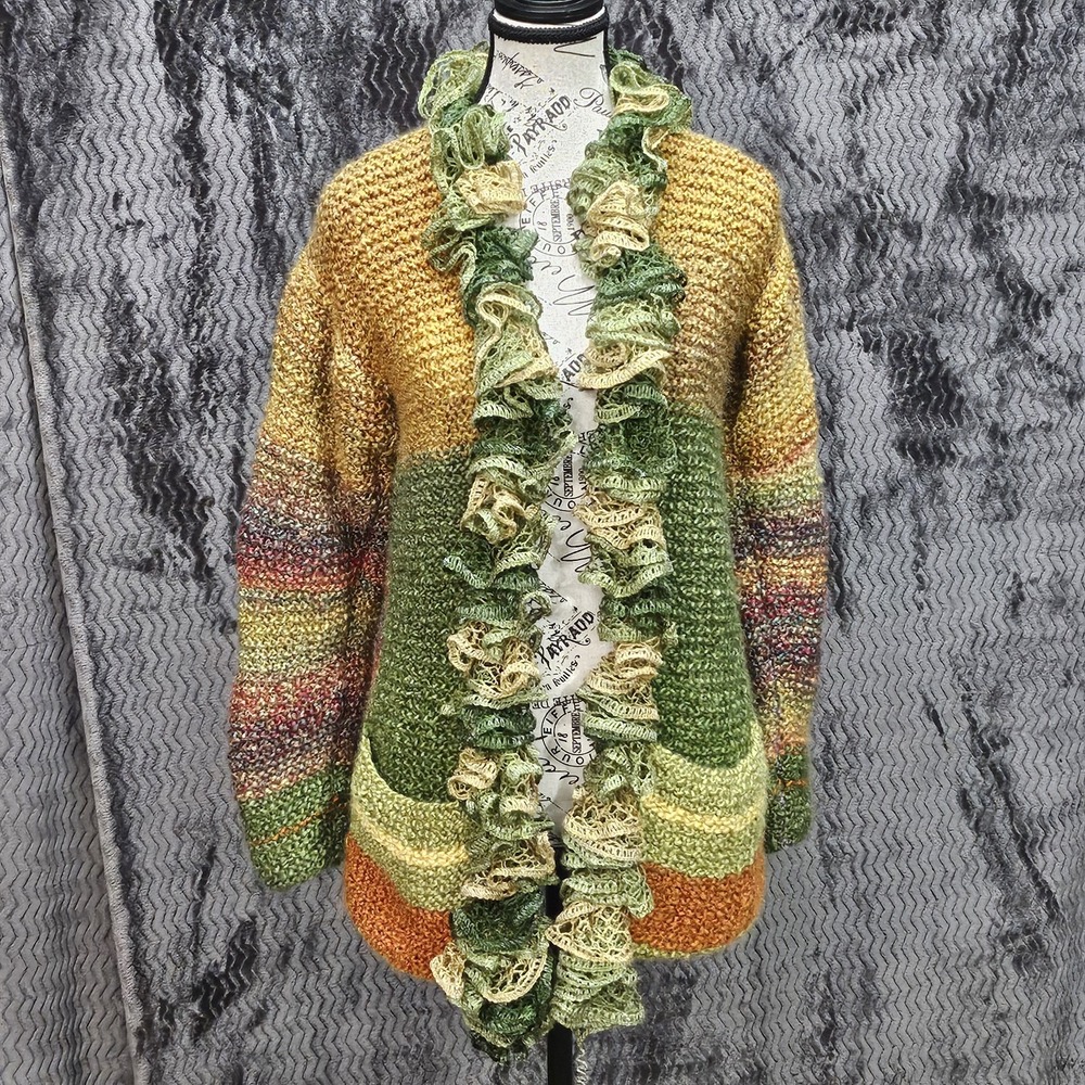 Handmade Ruffle Front Cardigan Womens S Cottage Craftcore Artsy Lagooncore Boho